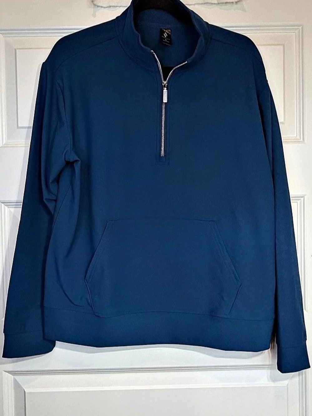Skechers Men’s L Blue 1/4 Zip Pullover Sweatshirt Kangaroo Pocket Stretch 1132